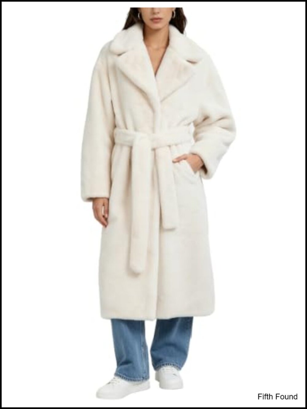 Faux Fur Long Overcoat Winter Shawl Lapel Belted Coat